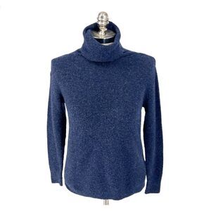Joie Small Navy Alpaca Wool Nylon Fuzzy Pullover‎ Turtleneck Sweater Soft Comfy